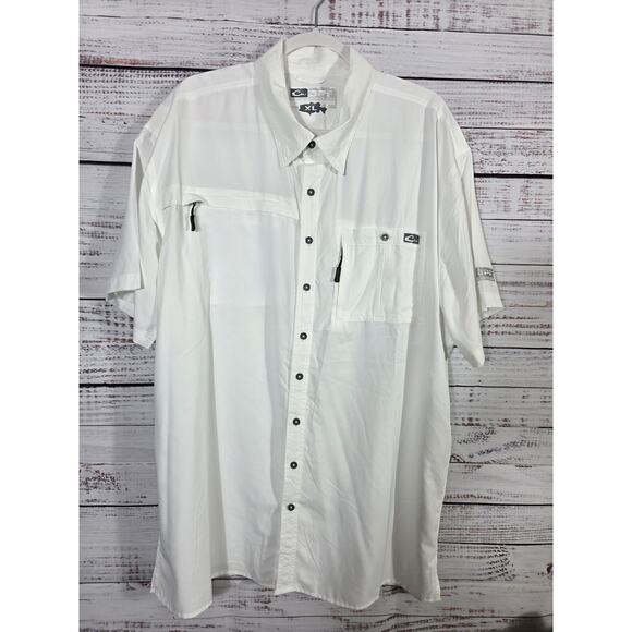 Drake Waterfowl Performance Fishing Shirt Mens XL White Short Sleeve Vented - Picture 1 of 4